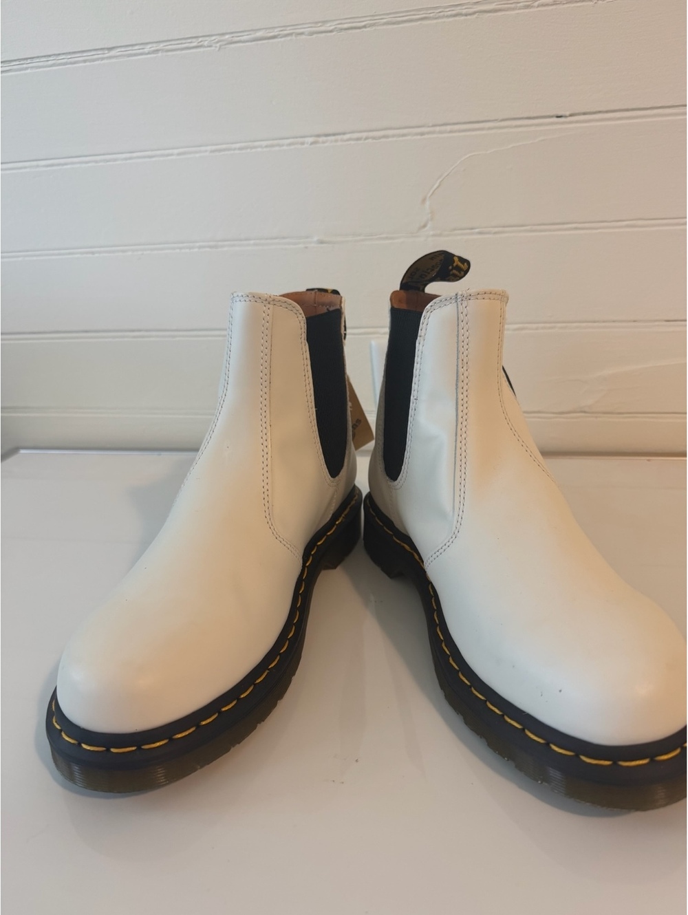 NWT Doc Martens White Leather Chelsea Boots